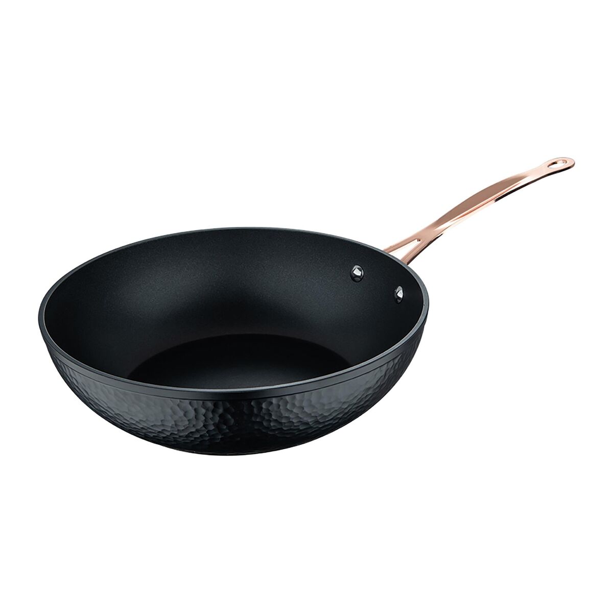 Wok bergner copper ø28x7,8cm em alumínio forjado com acabamento preto fosco.