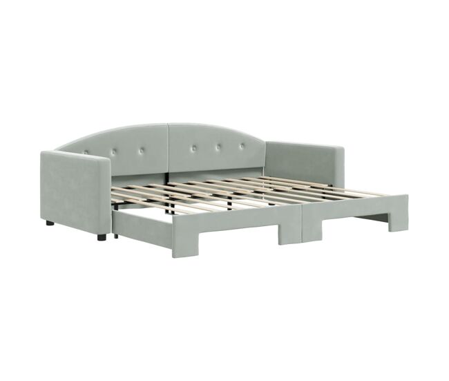 Sofá-cama, sofá conversível com gavetão 90x190 cm veludo cinzento-claro