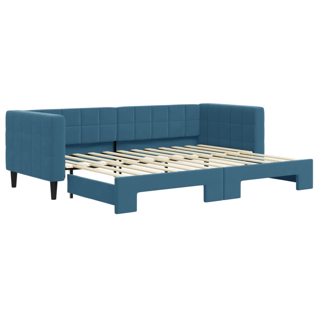 Sofá-cama, sofá conversível com gavetão 80x200 cm veludo azul