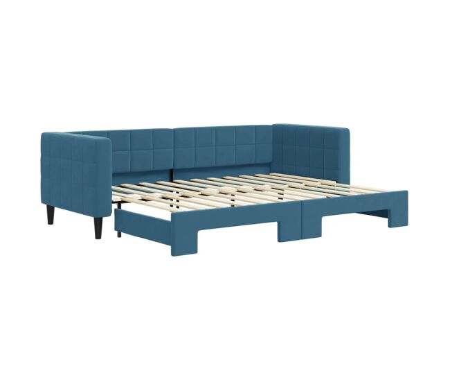 Sofá-cama, sofá conversível com gavetão 80x200 cm veludo azul