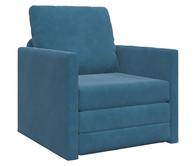 Sofá-cama, sofá conversível azul 74 x 77 x 81 cm veludo