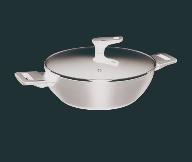 Caçarola baixa bergner copper ø28cm 4,2l com tampa em alumínio forjado, preta