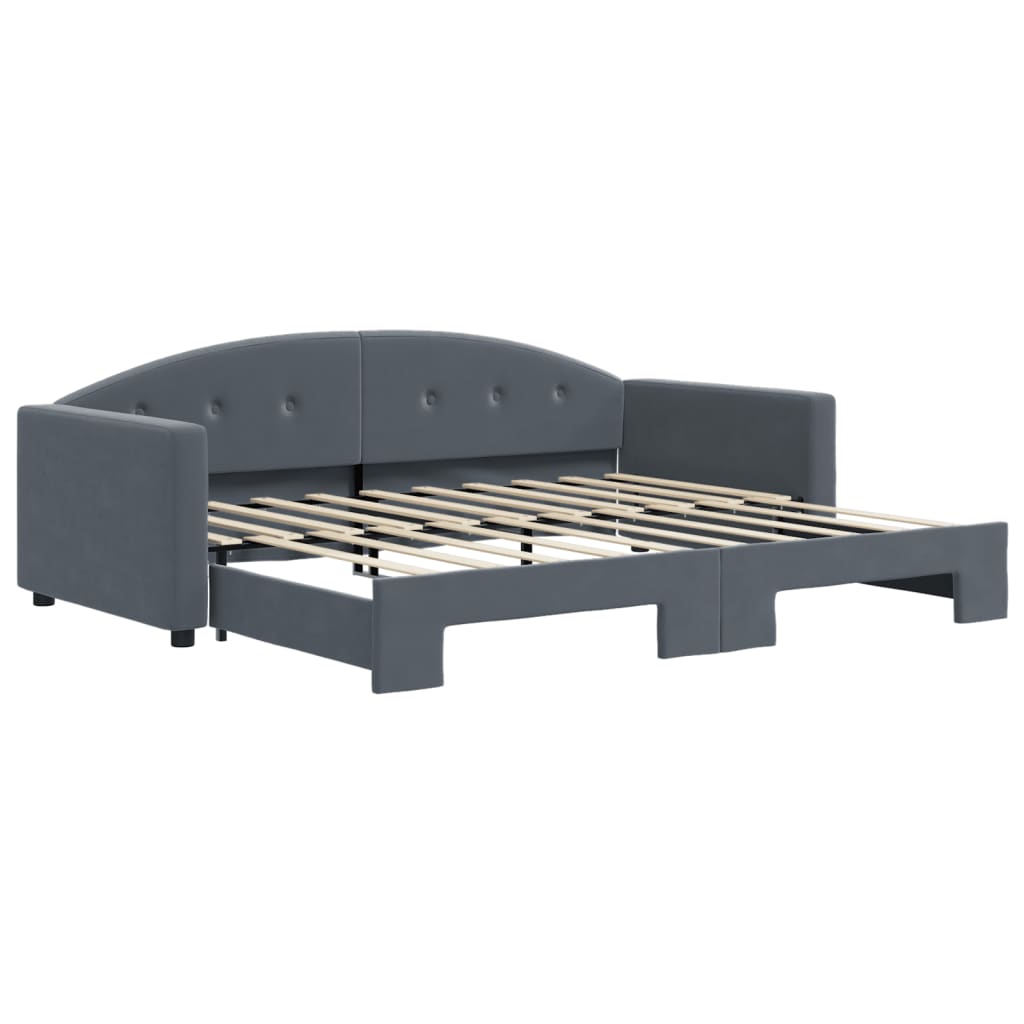 Sofá-cama, sofá conversível com gavetão 90x190 cm veludo cinzento-escuro