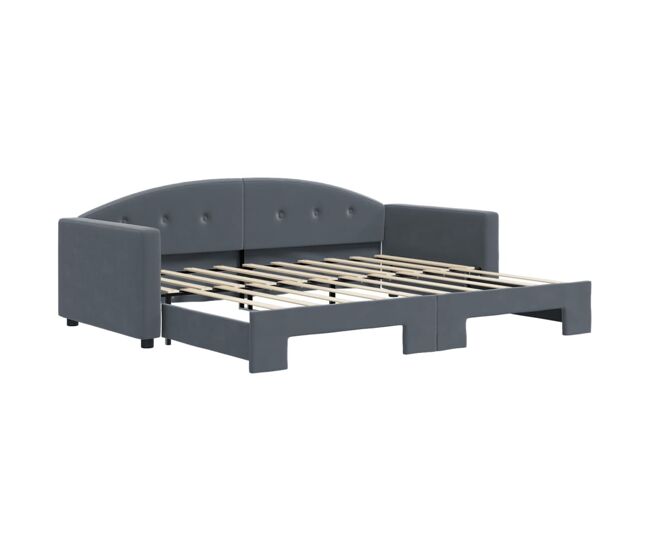 Sofá-cama, sofá conversível com gavetão 90x190 cm veludo cinzento-escuro
