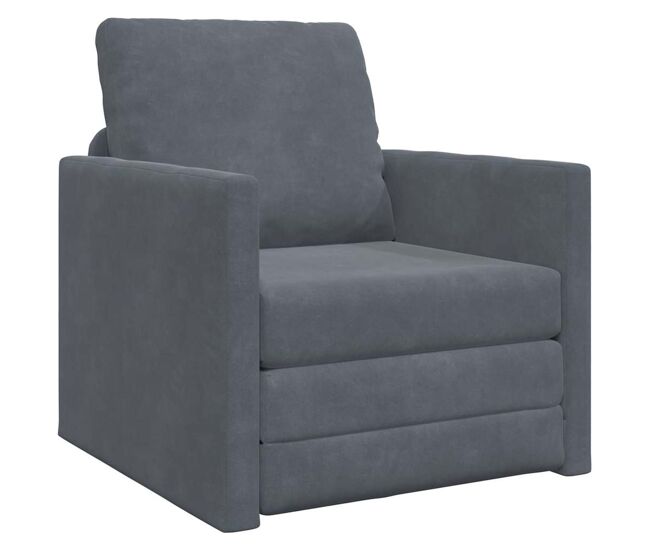 Sofá-cama, sofá conversível cinza escuro 74 x 77 x 81 cm veludo