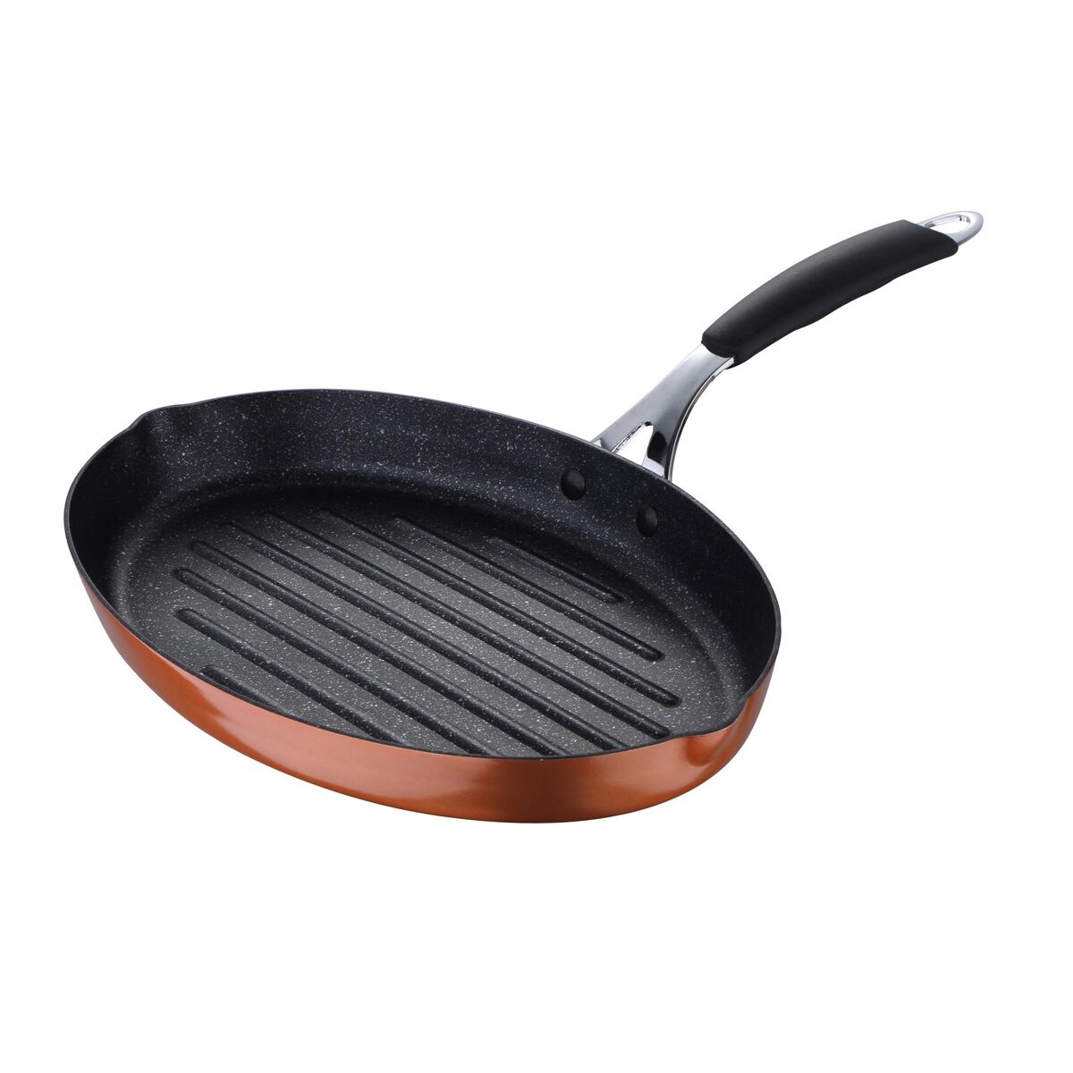 Frigideira para peixe bergner infinity chefs copper, 32x21,8x4cm, em alumínio forjado com revestimento antiaderente.