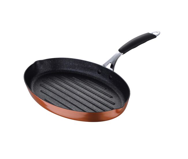 Frigideira para peixe bergner infinity chefs copper, 32x21,8x4cm, em alumínio forjado com revestimento antiaderente.
