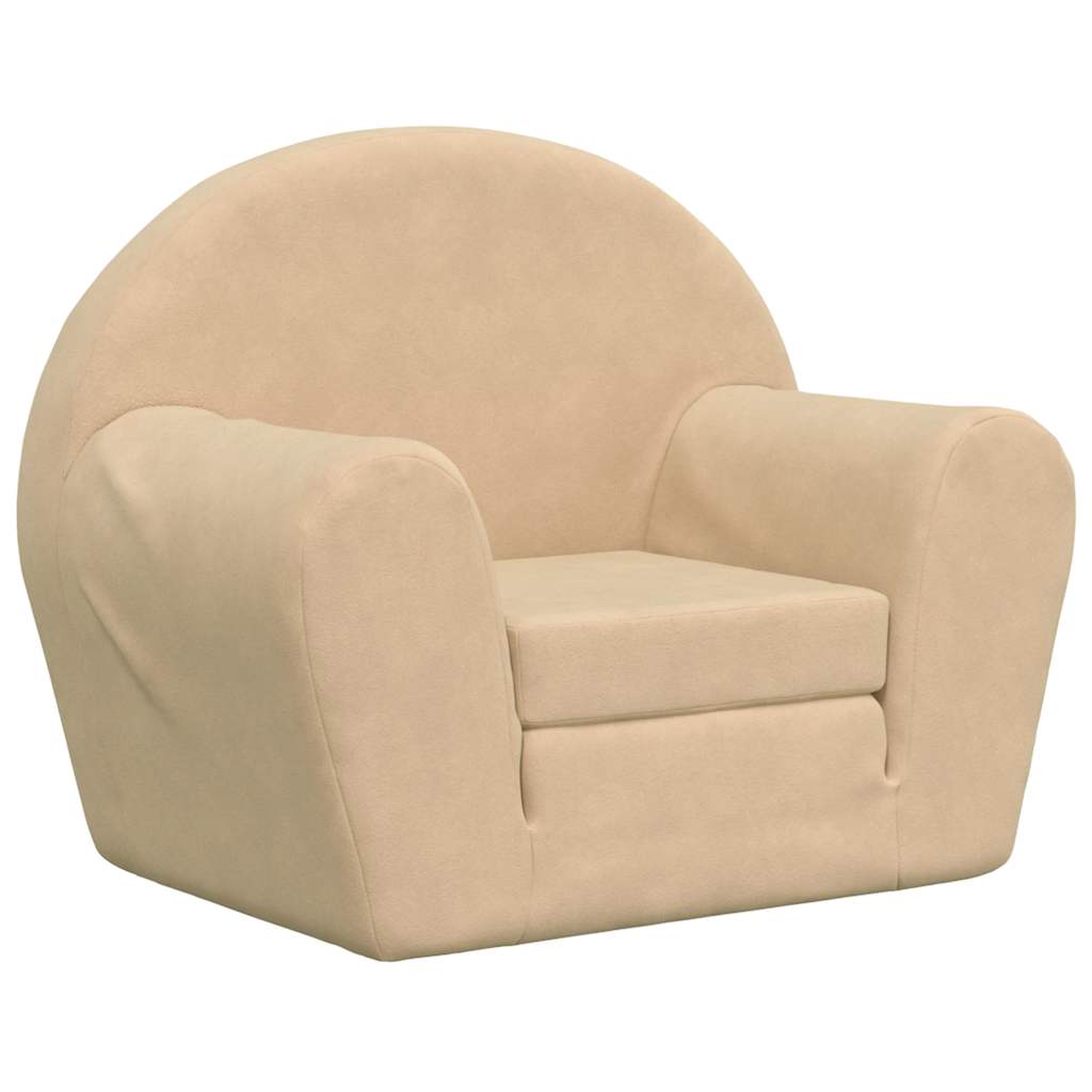 Sofá-cama infantil peluche macio creme