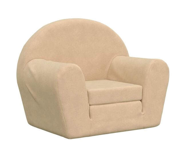 Sofá-cama infantil peluche macio creme