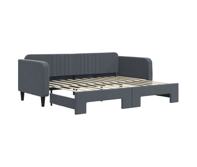 Sofá-cama, sofá conversível com gavetão 90x200 cm veludo cinzento-escuro