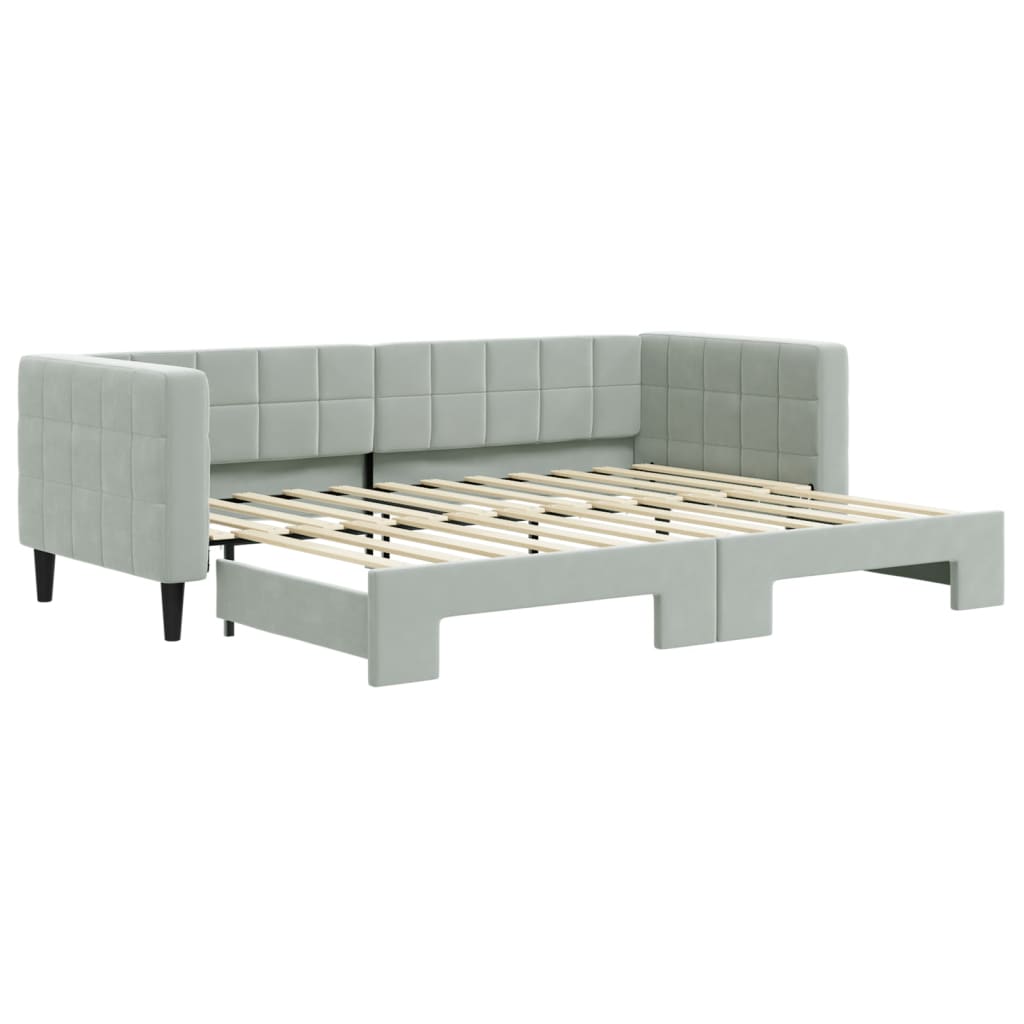 Sofá-cama, sofá conversível com gavetão 80x200 cm veludo cinzento-claro