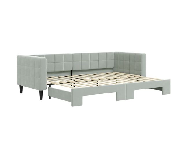 Sofá-cama, sofá conversível com gavetão 80x200 cm veludo cinzento-claro
