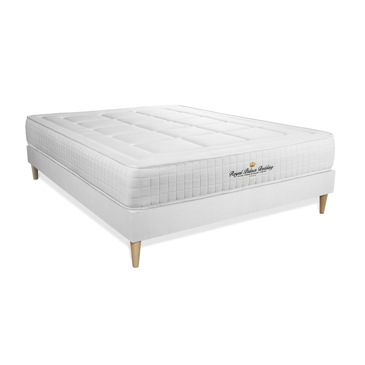 Conjunto de estrado branco + colchão royal palace bedding balmoral (135x190 cm - espuma viscoelástica- altura: 24 cm)