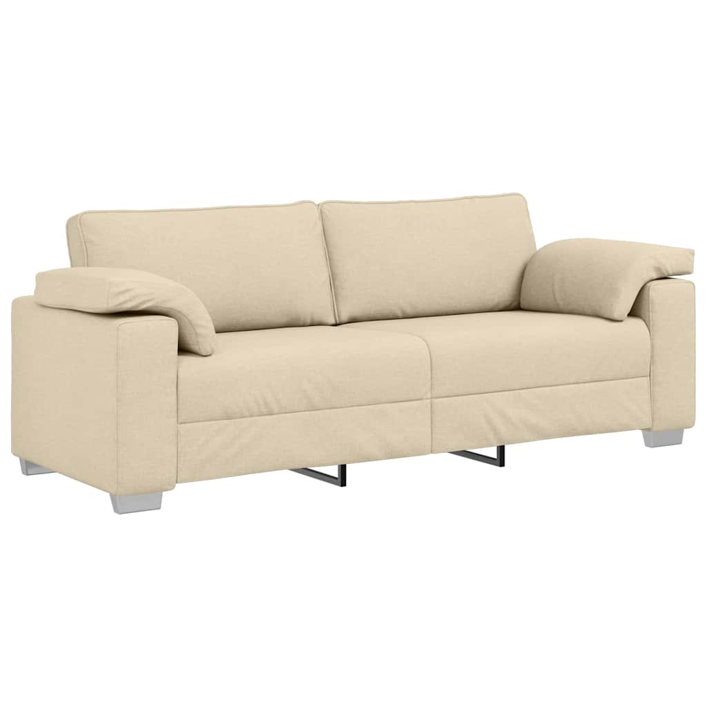 Sofá 3 lugares, sofá fixo creme 219 x 77 x 82 cm tecido