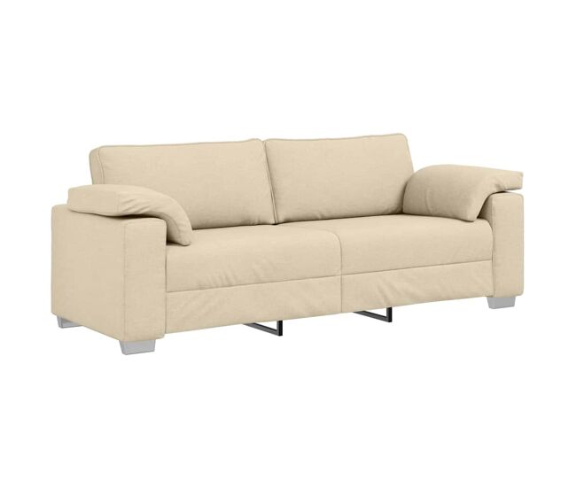 Sofá 3 lugares, sofá fixo creme 219 x 77 x 82 cm tecido