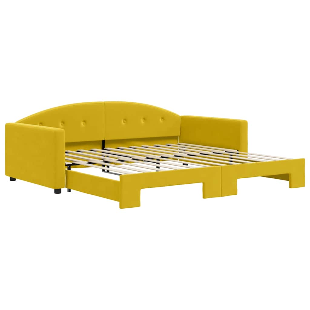 Sofá-cama, sofá conversível com gavetão 100x200 cm veludo amarelo