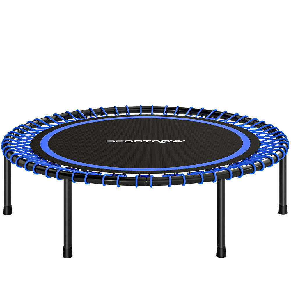 Sportnow trampolim de fitness adultos ø114 cm com estrutura de aço reforçada para treino de pernas corpo em casa escritório ginásio azul e preto