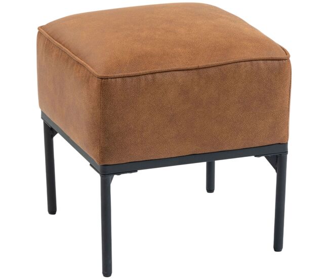 Homcom repousa-pés para sala, banco baixo moderno com assento acolchoado e pernas de aço, couro sintético, otomana para quarto, carga máxima 120 kg,