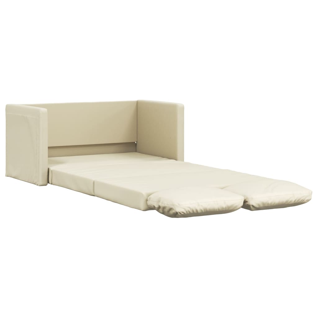 Sofá-cama, sofá conversível sem pés 112x174x55 cm couro artificial cor creme