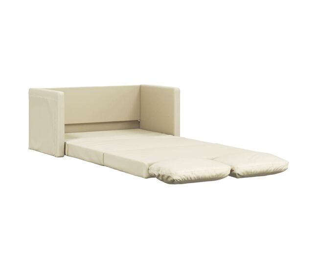 Sofá-cama, sofá conversível sem pés 112x174x55 cm couro artificial cor creme