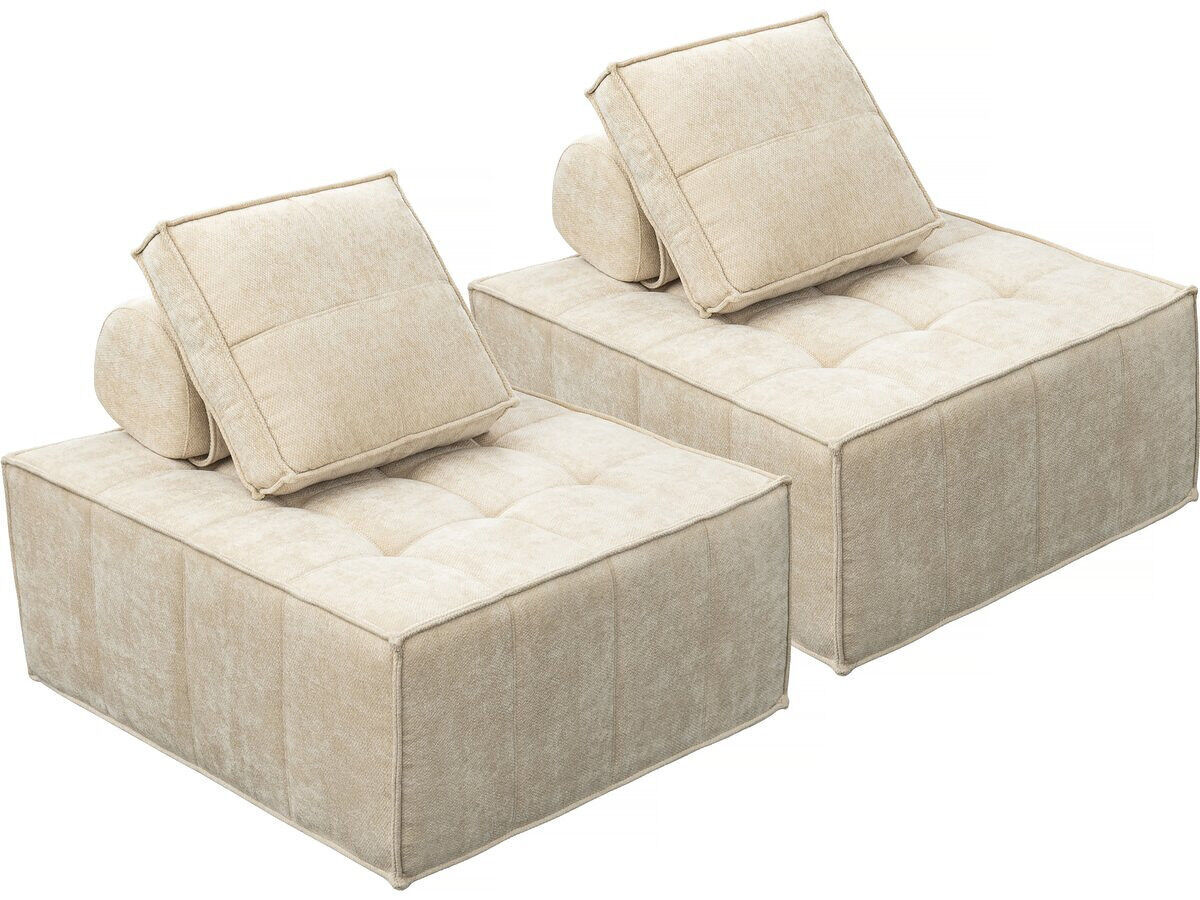 Conjunto de 2 poltronas modulares em tecido texturado