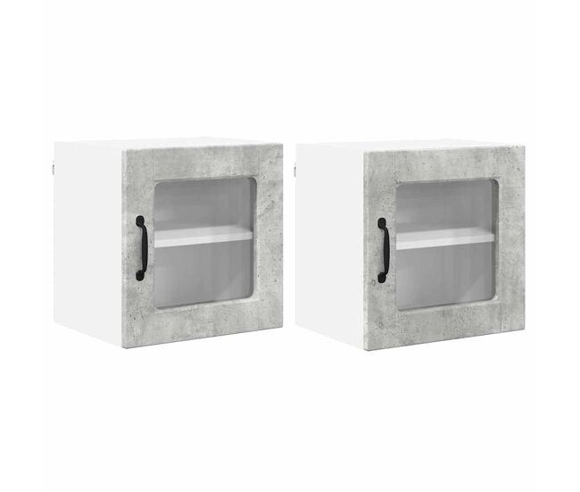 Lote de 2 armários de cozinha suspendidos - cozinha modular colgantes cinzento 40 x 31 x 40 cm