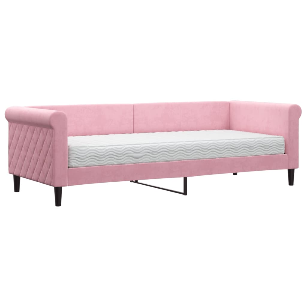 Sofá-cama, sofá conversível com colchão 80x200 cm veludo rosa