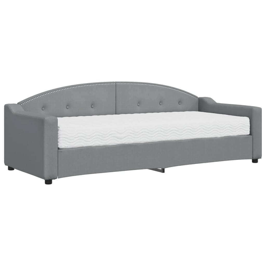Sofá-cama, sofá conversível com colchão 80x200 cm tecido cinzento-claro