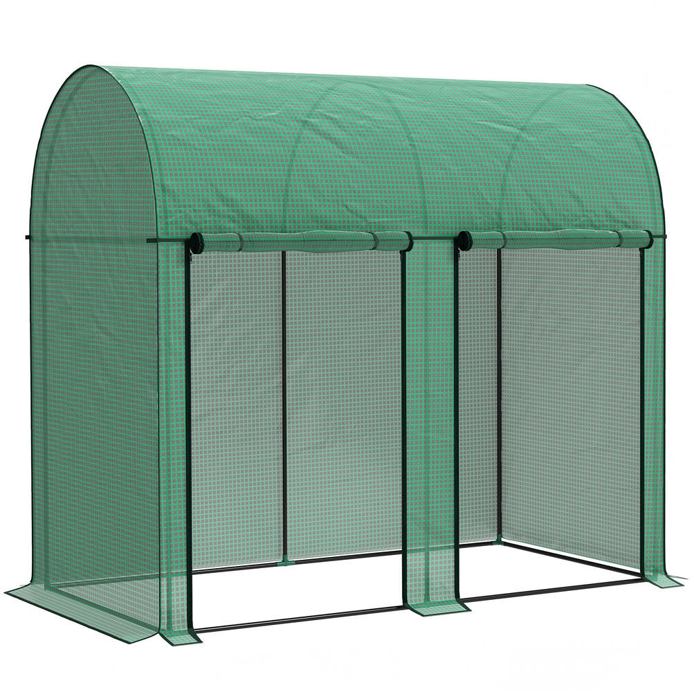 Outsunny estufa pequena estufa de exterior com porta dupla com fecho de correr e cobertura de pe para cultivar plantas flores 200x100x178 cm verde