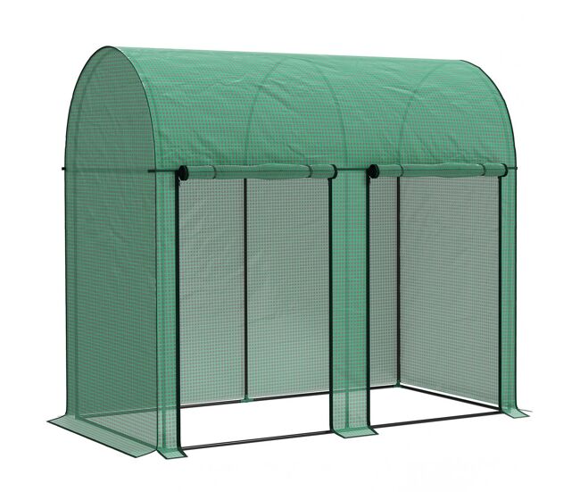 Outsunny estufa pequena estufa de exterior com porta dupla com fecho de correr e cobertura de pe para cultivar plantas flores 200x100x178 cm verde