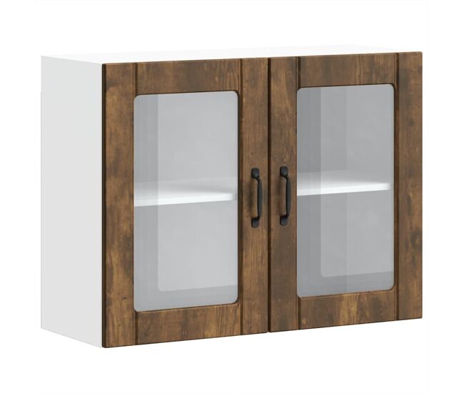 Armário de parede de cozinha - cozinha modular porta vidro carvalho fumado