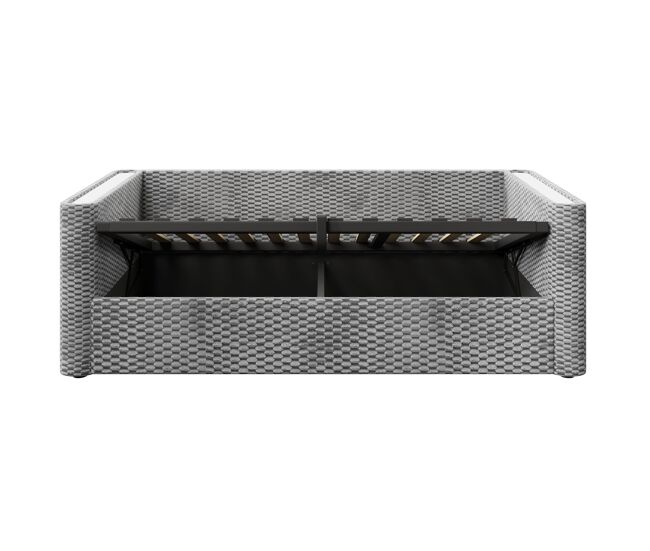 Sofá-cama 90x200 cm - com iluminação led, mecanismo hidráulico de arrumação, sem colchão - cinza