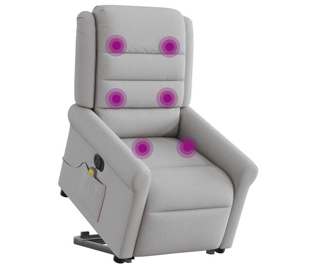 Poltrona elétrica elevatória massagens - poltrona relax tecido cinzento-nublado
