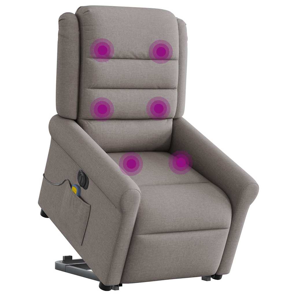 Poltrona elétrica elevatória massagens - poltrona relax tecido cinza-acastanhado