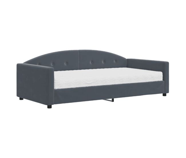 Sofá-cama, sofá conversível com colchão 100x200 cm veludo cinzento-escuro