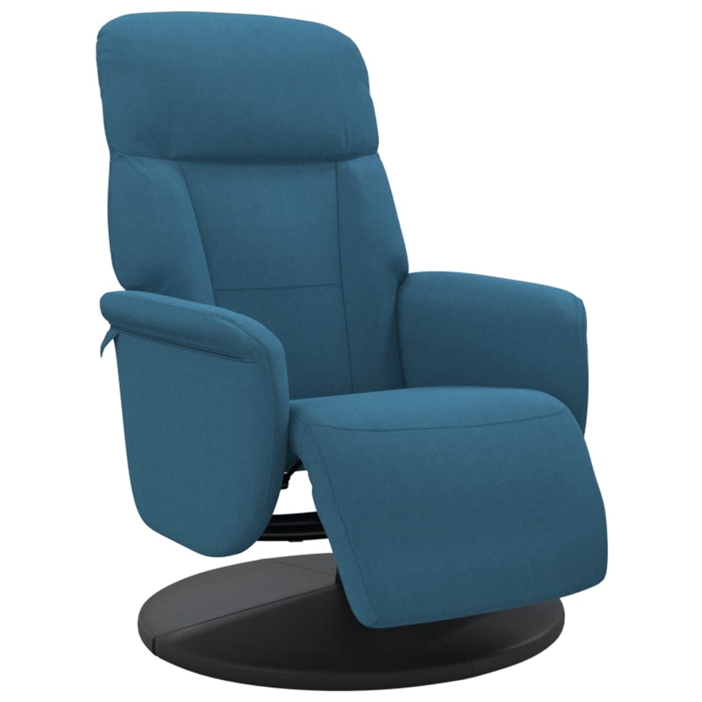 Cadeirão reclinável - poltrona relax com apoio de pés veludo azul