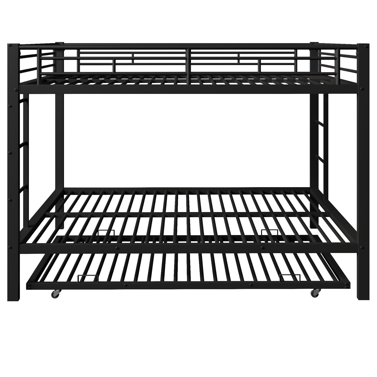 Beliche 140x200 cm - estrutura em metal, com cama extraível, grades altas - preto