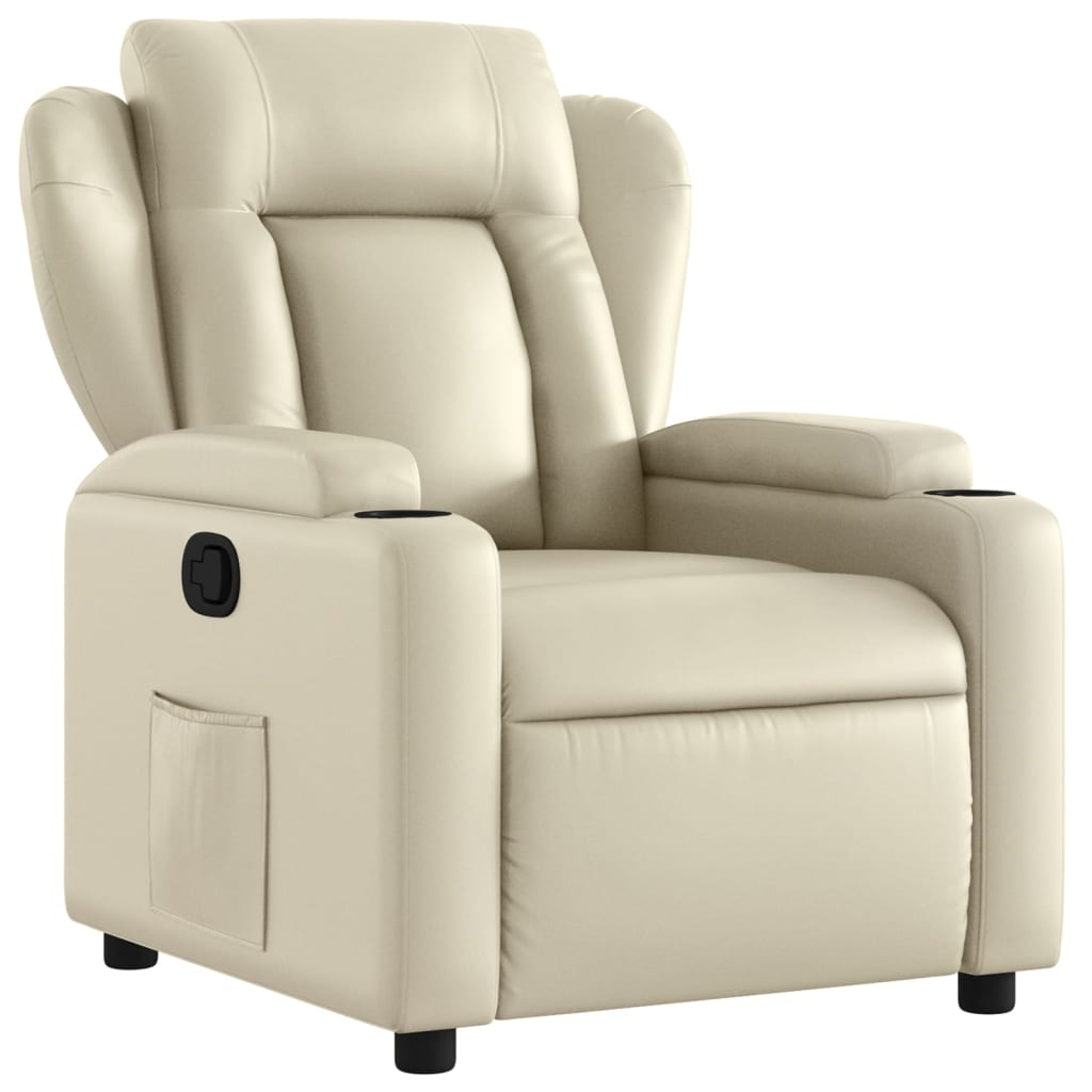 Poltrona reclinável - poltrona relax couro artificial cor creme