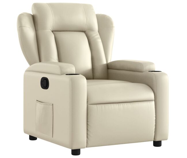 Poltrona reclinável - poltrona relax couro artificial cor creme