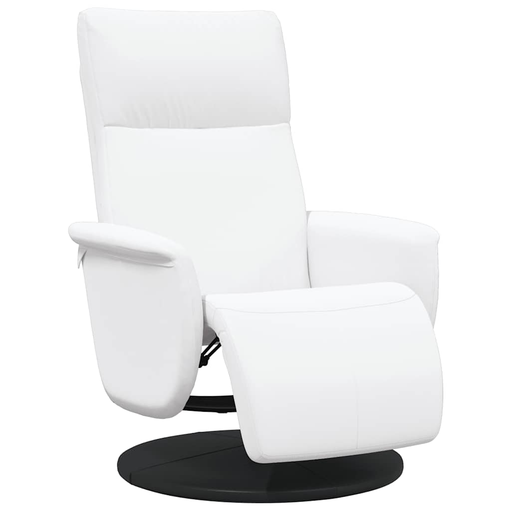 Cadeira reclinável - poltrona relax com apoio de pés couro artificial branco