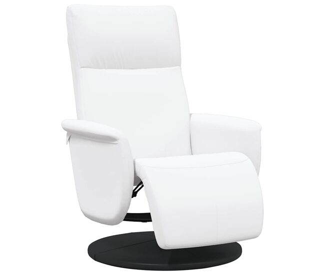 Cadeira reclinável - poltrona relax com apoio de pés couro artificial branco