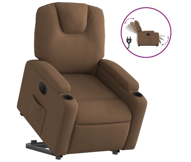 Poltrona reclinável - poltrona relax elétrica tecido castanho