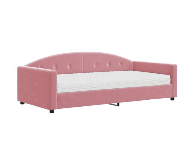 Sofá-cama, sofá conversível com colchão 100x200 cm veludo rosa