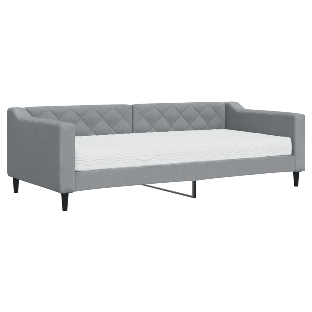 Sofá-cama, sofá conversível com colchão 90x200 cm tecido cinzento-claro