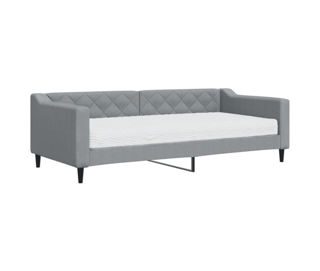 Sofá-cama, sofá conversível com colchão 90x200 cm tecido cinzento-claro