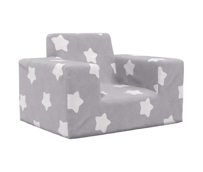 Sofá infantil, sofá para criança de c/ estrelas pelúcia cinzento-claro