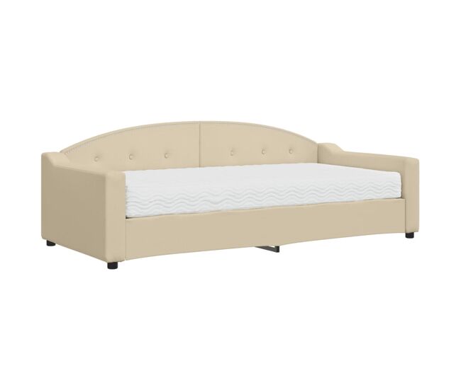 Sofá-cama, sofá conversível com colchão 90x200 cm tecido cor creme