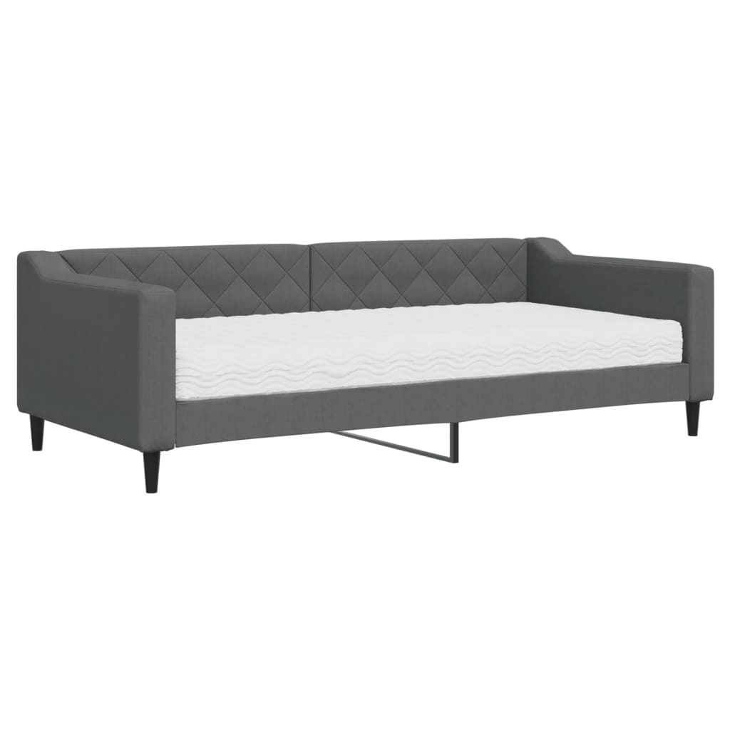 Sofá-cama, sofá conversível com colchão 90x200 cm tecido cinzento-escuro
