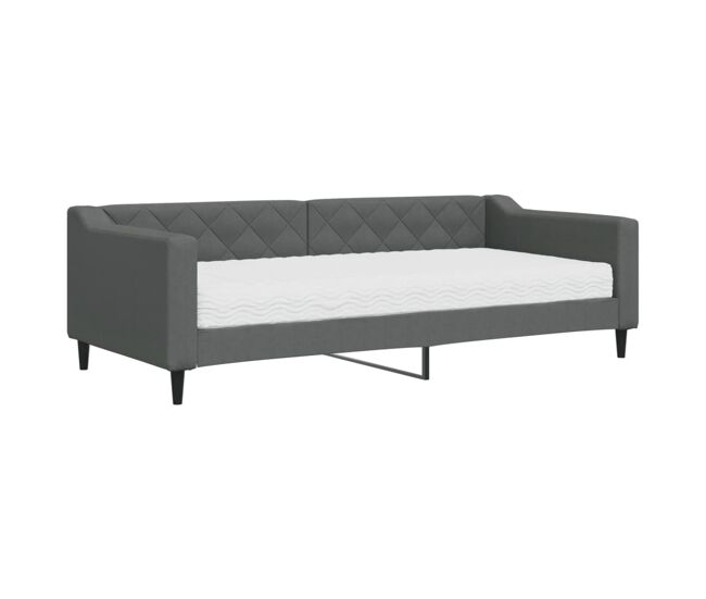 Sofá-cama, sofá conversível com colchão 90x200 cm tecido cinzento-escuro