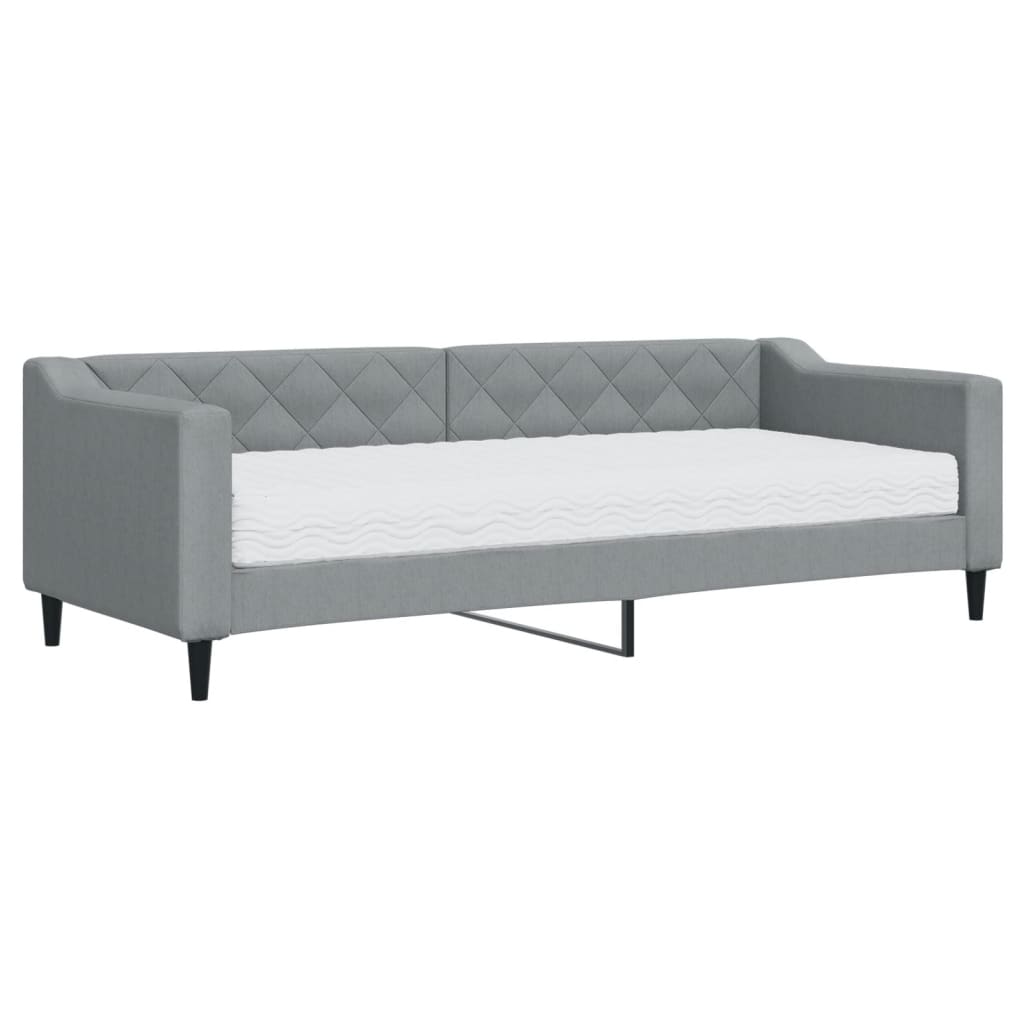 Sofá-cama, sofá conversível com colchão 80x200 cm tecido cinzento-claro